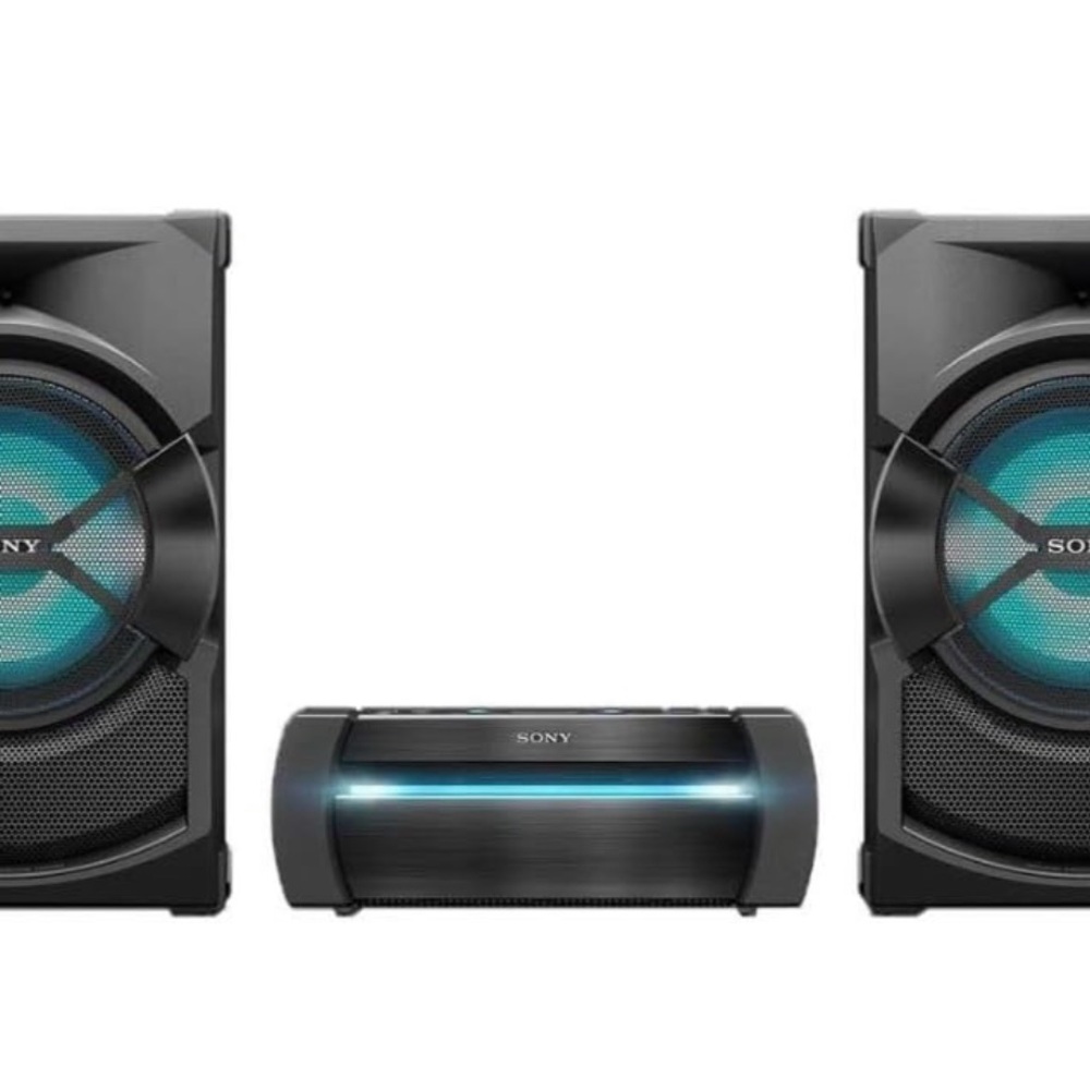 Sony Black and Blue Portable Speaker with Modern Design